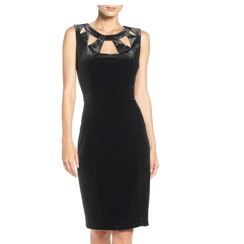 Eliza J Velvet Cutout Sheath Dress in BLACK NWT - Picture 1 of 2
